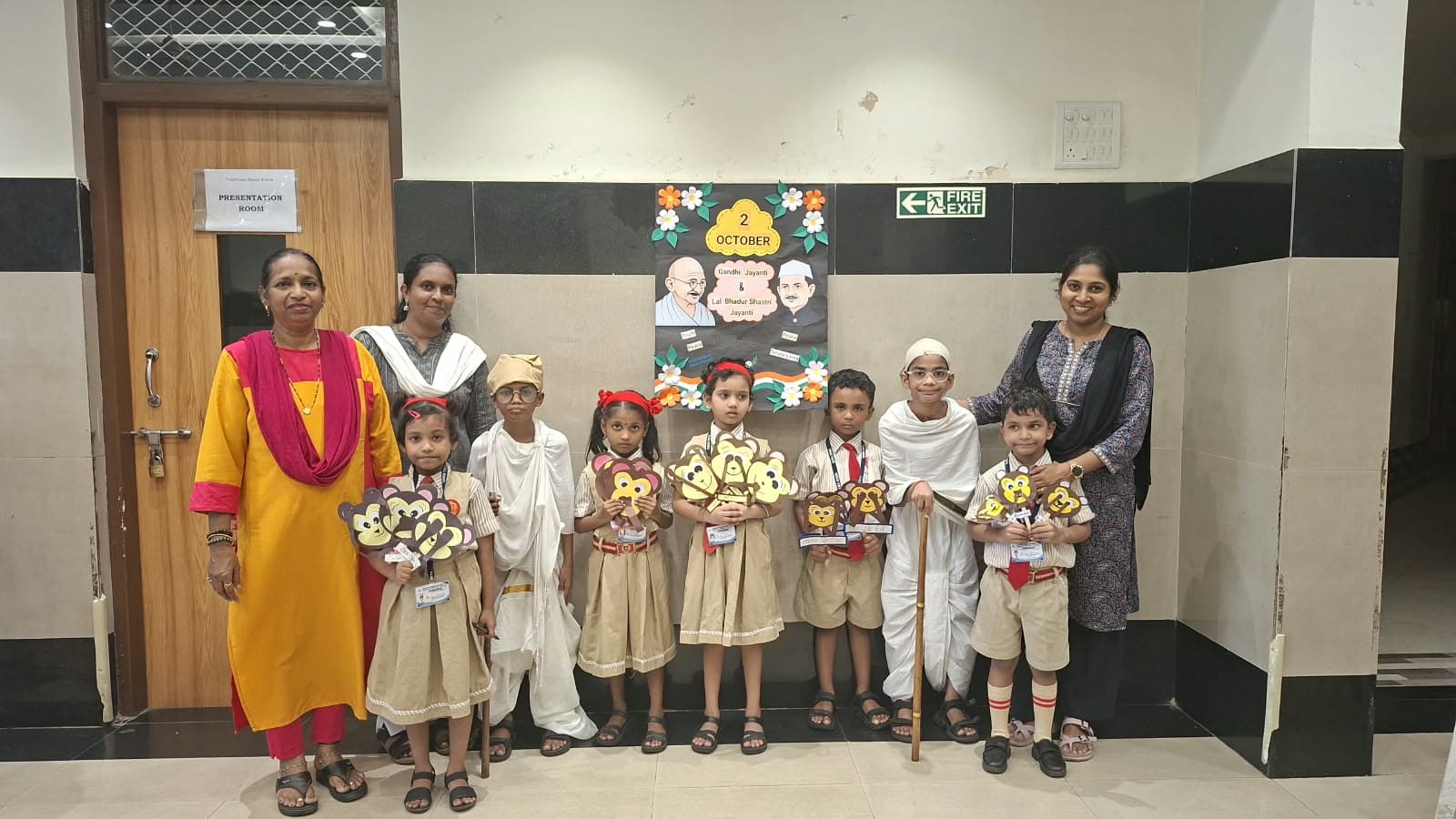 Mahatma Gandhi's three monkeys recreated by our youngest learners.